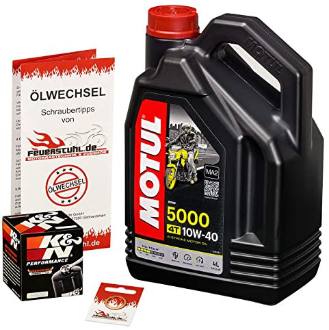 Motul 10W-40 Öl + K&N Ölfilter für Kawasaki Z 1000 /SE/SX, 07-15, ZRT00B/D/F/G/L - Ölwechselset inkl. Motoröl, Filter, Dichtring