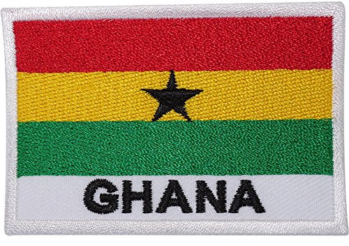 ELLU Aufnäher mit Ghana-Flagge, bestickt, zum Aufnähen, Afrika, Rasta, Reggae - 1 Stück, Rechteckig, Patch, Aufnäher