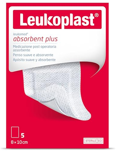 Leukomed – steriler postoperativer Wundverband, atmungsaktiv und flexibel, ideal für die postoperative Pflege, 8 cm x 10 cm, 5 Stück