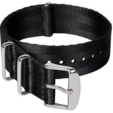 Archer Watch Straps - NATO Uhrenarmbänder aus Nylon-Sitzgurtmaterial (Schwarz/Edelstahl Hardware, 22mm)