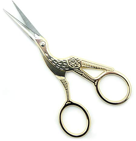 HAND® Large Classic Forged Stork Embroidery Scissors, Gold Tone Finish 12 cm