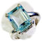 Gemsonclick Echte Blautopas Ring 925 Silber Smaragd Cut Prong Style Handwerk Schmuck Größe H