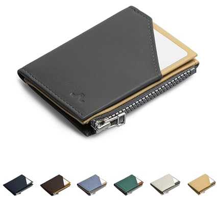 ROIK Portafoglio RFID Portafoglio uomo con portamonete dotato di cerniera, compatto e piccolo, design sottile in pelle di alta qualità – fino a 9 carte, minimal e sicuro – Zip Coin Grey Canary