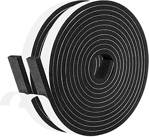 fowong Draft Excluder for Doors, 2 Rolls 12 mm(W) x 6 mm(T) Total 8M Long, Draught Excluder Tape for Doors and Windows, Door and Window Seal Strip, Door and Window Insulation Strip, Anti-Collision