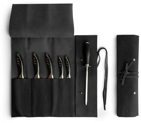 Rustic Leather Knife Roll Case, Durable Chef Knife Bag for Professional Chefs, Knife Roll Bag, Portable Carrying Case for Knives and Tools, Ideal for Culinary Travel, Knife Bags for Chefs Professional