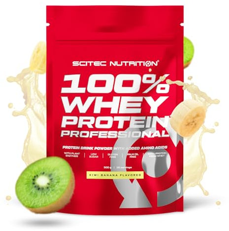 Scitec Nutrition 100% Whey Protein Professional - Amélioré avec des acides aminés supplémentaires et des enzymes digestives - Sans gluten - Sans huile de palme, 500 g, Kiwi-Banane