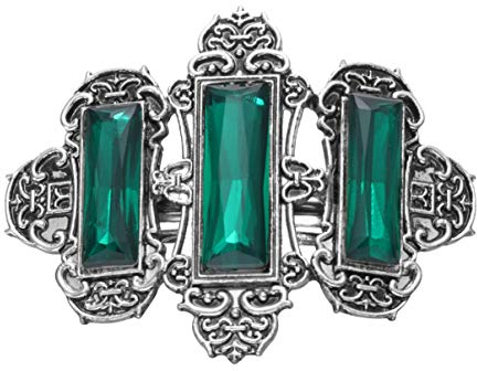 Minkissy Haarschmuck Haarkamm Jugendstil Retro Haarspange Legierung Strass Franz?sisch Pferdeschwanz Clips Haarspange Haarnadeln für Die T?gliche Party Silber Grün Haarspange Kupfer