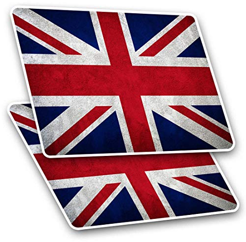 2240 Rechteckige Aufkleber (2 Stück) 10 cm – Union Jack Flagge GB UK England lustige Aufkleber für Laptops, Tablets, Gepäck, Scrapbooking, Kühlschränke