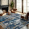 ReaLife Maschinenwaschbar Teppich Läufer - Wohnzimmer Schlafzimmer Badezimmer Küche Flur Büro - rutschfest Kurzflor Premium-Fleckenbeständig - Modern Abstrakt Bunt - ASA - Blau 90 x 150