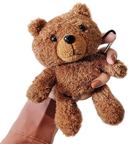 3D Teddybär Puppe Plüsch Schutzhülle Kompatibel mit Apple Airpods 1 & 2 Hülle Süße Cartoon Flauschig Warm Tragetasche Weiche Stoßfeste TPU Silikon Innere AirPod 1 & 2 Case Cover (Tiefbrauner)