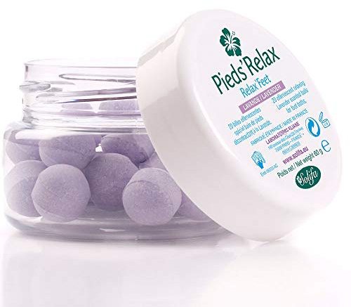 Eurotel PIEDS'RELAX (LAVENDA) - Tratamiento de Baño de Pies - 20 Bolas Efervescentes con Aceites Esenciales Refrescantes y Desodorantes - Origen: Francia