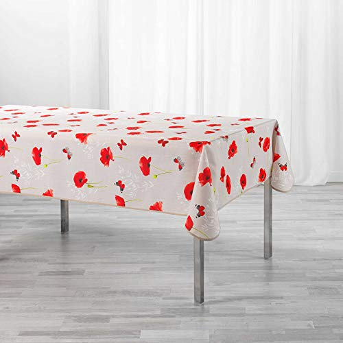 douceur d'intérieur, Nappe Rectangle (150 x 240 cm) Sweet Poppy, Polyester Imprimé