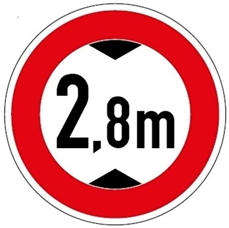 Aufkleber Verkehrszeichen Durchfahrtshöhe 2,8m Fahrzeuge StVO Schild Folie Ø5-30cm Made in Germany, Größe: Ø5 cm