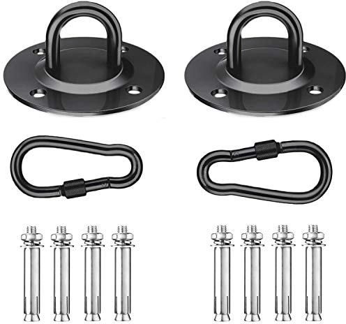 RXXR 2er Set Deckenhaken Hängesessel Premium Edelstahl Halterung bis 450KG Schwerlast Hängematten Haken 180° Drehen Schaukel für Beton Holz Hängematte Stuhl Sandsack, Sling Trainer, Gym