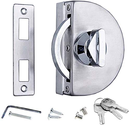 Glastürschloss aus 304 Edelstahl,Edelstahl Glastür Diebstahlsicherung mit Schlüssel für 10-12 mm dicke Glastüren,Glasschiebetür für Büro und Zuhause Haus und Bad