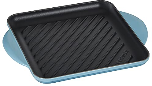 LE CREUSET Parrilla cuadrada de hierro fundido esmaltado, 24 cm, Caribe