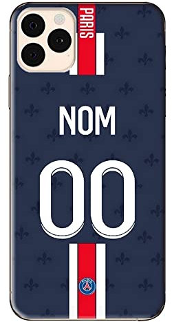 Coque Football iPhone 11 Personnalisable Paris Domicile Saison 2021/2022 Bord Noir TPU Silicone à Personnaliser avec nom et numéro au Choix. Housse de Foot fabriquée en France.