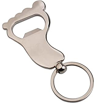 ARFUKA Flaschenöffner Schlüsselanhänger Metall Fußform Soda-Bier Bierflaschenöffner Tragbar Kronkorkenöffner Schlüsselanhänger, für Frauen und Männer, Geschenk, Silber