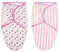 Vicloon Pucksack Baby, 2er Pack (3-5 Monate) L Wickel-Decke aus 100% Bio-Baumwolle, Sicherheit, Universal Verstellbare, Puckschlafsack für Säuglinge Babys Neugeborene - Rosa