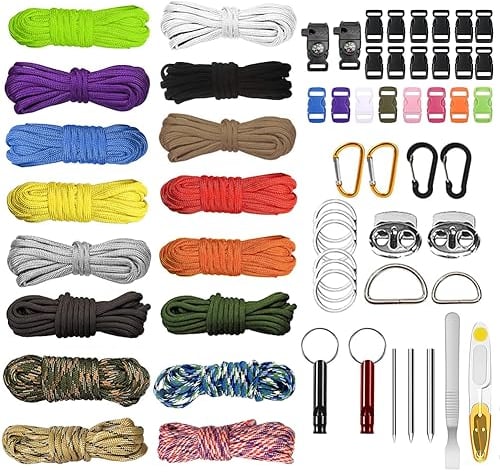 EUBSWA Paracord 550 Nylonseil 16 Farben, Paracord Armband Set Paracord Nylonseil für Hundehalsband Hundeleine Selber Machen