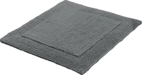 Erwin Müller WC-Vorlage, WC-Matte ohne Ausschnitt Uni Serie Stuttgart grau Größe 60x60 cm - extra dick, Wende-Design, 100% Baumwolle