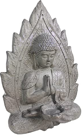 Arnusa Wandskulptur Buddha Wanddekoration 67x44x15 cm Figur Gartenfigur Gartendekoration Große Dekofigur zum hängen