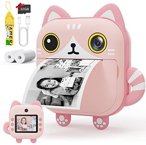 Selvim Instant Print Digital Camera for Kids, 2.4 Inch Screen Selfie Kids Camera 1080P HD Video Camera Camcorder with 32GB TF Card, Toddler Camera for Boys and Girls on Birthday and Christmas…