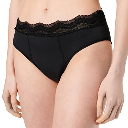 Haute pression Culotte Menstruelle ROSE, Noir, T38 EU,Taille Haute Flux Léger Femme( 1 par lot )