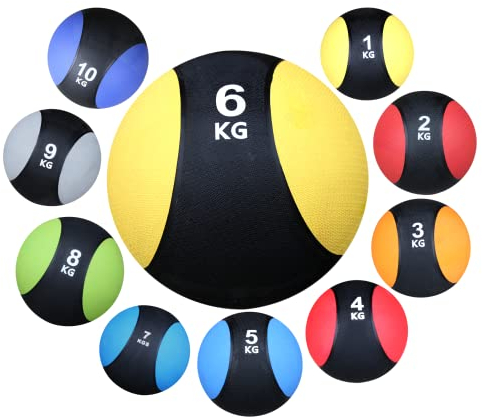 Lisaro Medizinbälle aus Kunstleder – Professionelle Studio-Qualität Gummimedizinbaelle, für Jede Trainingsroutine, Muskelaufbau, Cardio-Fitness, Kraft- und Erholungstraining, Medizinbälle (6-Kg)