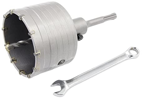Broca para Hormigón 90mm Con SDS y Adaptador 110mm, Broca Hueca de Metal Duro para Ladrillos, Paredes de Bloques (90mm + Adaptador 110mm)