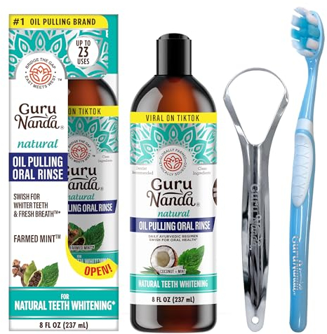 GuruNanda Extractor de aceite (Mickey D's) con aceite de coco, 7 aceites esenciales y vitaminas D, E, K2 sin alcohol. Ayuda a la salud de los huesos y las encías, frescura y ayuda a blanquear el té