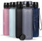 720°DGREE Trinkflasche 1l mit Motivationsskala “uberBottle“ +Sieb - Dicht, Leicht, BPA-Frei, Bruchsicher - Wasserflasche für Uni, Sport, Fitness, Fahrrad, Outdoor - Tritan Sportflasche - Grau