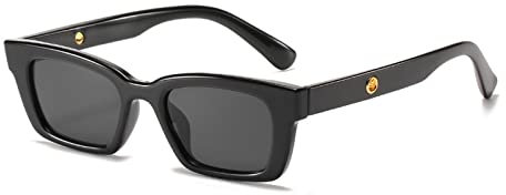 YINROM Rechteckige Promi-Sonnenbrille, Damenmode-Markendesign, kleine quadratische Brille, Damen-Sonnenbrille (Color : Black)