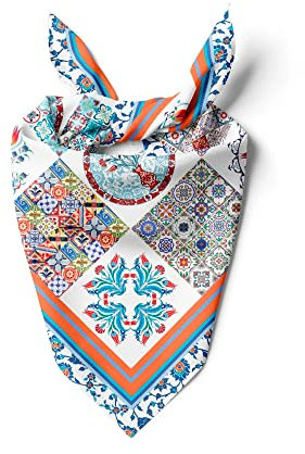 dscarf Damen-Halstuch 55cm x 55cm Square Unisex Stirnband Schal Bandana Hals Kopftuch Atmungsaktiv (Blaues Design 2)