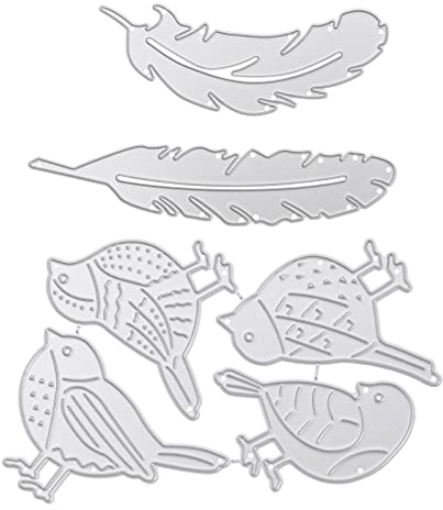 SG Store 4 Stück Vögel & 2 Stück Feder Stanzformen Kartenherstellung Prägeschablonen Kohlenstoffstahl Schablonenform für Scrapbooking Album DIY Dekoration Basteln