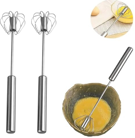 Egg Mixers Beater Multifunctional Stainless Steel Semi-Automatic Hand-Held Push-Type Whisk for Effortless Blending Whisking Whipping Frothing Beating Stirring of Eggs Butter Coffee