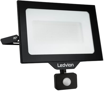 Ledvion - LED Flutlichter mit Bewegungsmelder, 100 Watt, 4000K, 12000 Lumen, IP44, Mit Schnellanschluss & 2 Jahre Garantie