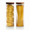 Mason & Fable Glass Storage Jars with Ribbed Pattern & Airtight Wood Lid- Glass Food Canisters for Spaghetti, Cereal, Pasta or Flour -Ideal for Kitchen, Pantry, Bar Organization- 1800ml Set of 2