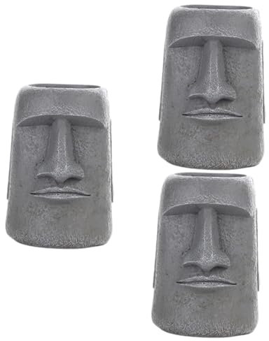 VANZACK 3St Sukkulenten-Übertopf aus Kunstharz Ostersteindekoration Moai-Statue-Pflanzgefäß Figur in Stein Blumentöpfe für nordisch Vase kleines Harz Kunsthandwerk Büro Blumentopf
