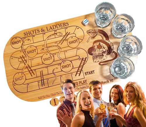 Scacchi della Coppa del Vino, Gioco della Coppa del Vino - Base per gioco da tavolo in legno per vino con bicchieri - Set da gioco per bar con tavolo da scacchi volanti per forniture per feste