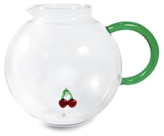 WD Lifestyle - Brocca in Vetro Borosilicato 1,7L con Soggetto in Vetro Colorato Interno