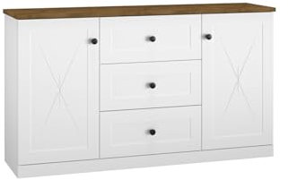 Marmex Lille 06 Kommode DREI Schubladen mit Vollauszug und verstärktem Boden, Schubladenschrank, dekorative Fräsungen, Mehrzweckschrank, Scharniere-Soft-Close, weiß Skandinavisches Design