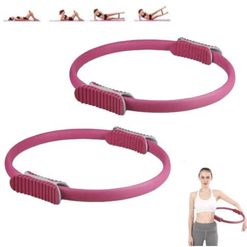 2X Pilates-Ring mit doppeltem rutschfesten Griffen-Pilatesring für Bauch, Beine, Po Übungen. Yoga Ring-Pilates Circle Trainingsgerät für effektives Kraft und Widerstandstraining, Circle Ø37.5cm