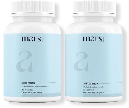 Mars by GHC Power Surge Combo: Surge Max & Sea Moss Caps (120 N) | Powered with Natural Extracts: Sea Moss, Shilajit, Black Seed Oil for Overall Well Being | Pack of 1