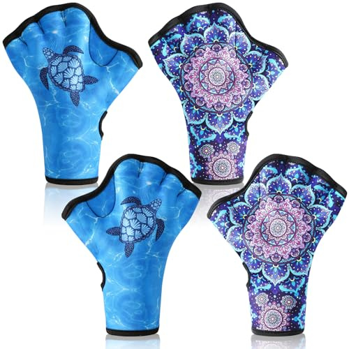 WinnerWhy 2 Pairs Aquatic Swimming Gloves for Women Aerobics Aqua Water Gloves for Pool Exercise Women Men Webbed Fitness Unisex Water Resistance Diving Pool Training