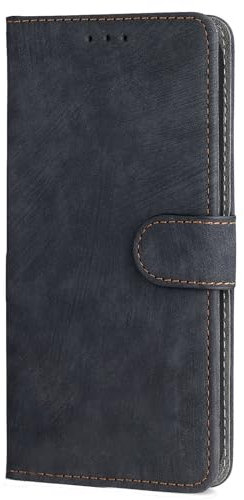 BEEJTUNY Leder Handyhülle für ZTE Blade A54, Hülle Geldbörse mit RFID Schutz, Magnetische Passform Schutzhülle, Integrierte TPU Cover Case.Schwarz