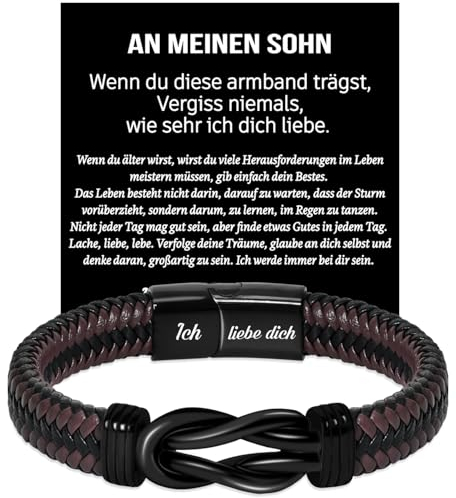 Coldbling Geschenk für Sohn - An Meinen Sohn Armband Geschenk Weihnachten Geschenke 18. Geburtstag Junge Armbänder Männer Herren Lederarmband Betser Sohn Geschenke von Mama Papa Eltern