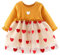 Kleinkind Baby Kinder Rüschen Tüll Patchwork Liebe Herz Druck Kleider Kleidung Cord Oberteil Damen (Yellow, 18-24 Months)