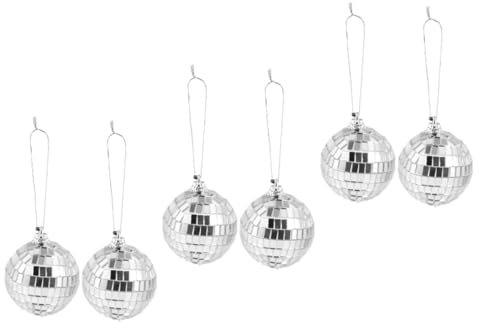 6 Stück Weihnachtskugel Anhänger aus Glas Silber für Zuhause und Hochzeit