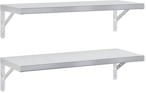 vidaXL Wandregale 2 STK. 75x30 cm Silbern Edelstahl